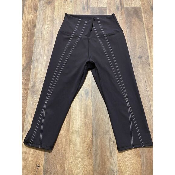 Carbon Pants - Carbon 38 Luxury Womens Leggings Black Contrast Stitching Compression Activewear